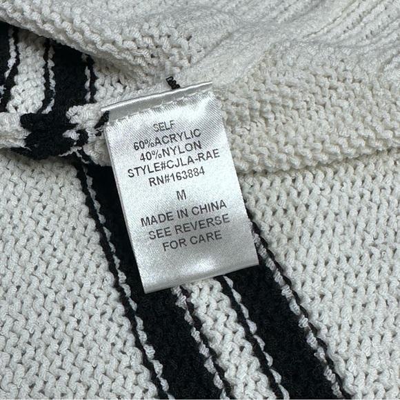 Carly Jean Los Angeles V-Neck Sweater White with Black Stripes - Picture 4 of 6